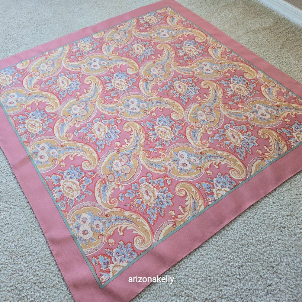 Ralph Lauren Silk Square Scarf Pink - Picture 11 of 12